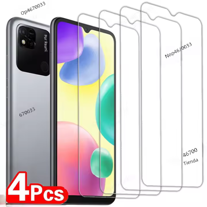 Protector De Pantalla Para Xiaomi Redmi 13C 10C A3 A1 plus A2 10A 10 9T 9C 9A 9i 9 12C K60 pro 4PCS Vidrio Templado Anti-Scratch Anti-Fingerprint Resistente Al Agua - 1