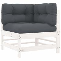 vidaXL Sofá esquinero con cojines madera maciza de pino Pino natural, Pino blanco, Pino gris Conjunto Terraza Muebles Jardín Exterior Juego de Muebles de jardín Mueble Jardín Exterior Muebles de Salon Exterior - details 2