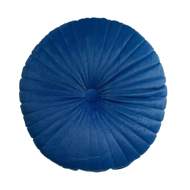 Cojín Redondo Terciopelo Azul 40 cm diámetro - 1