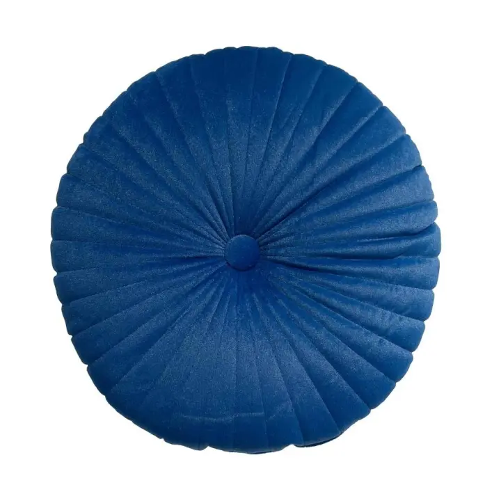 Cojín Redondo Terciopelo Azul 40 cm diámetro - 1