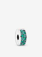 Pandora - Charm with clip en pavé Verde azulado - Plata de Lei - details 1