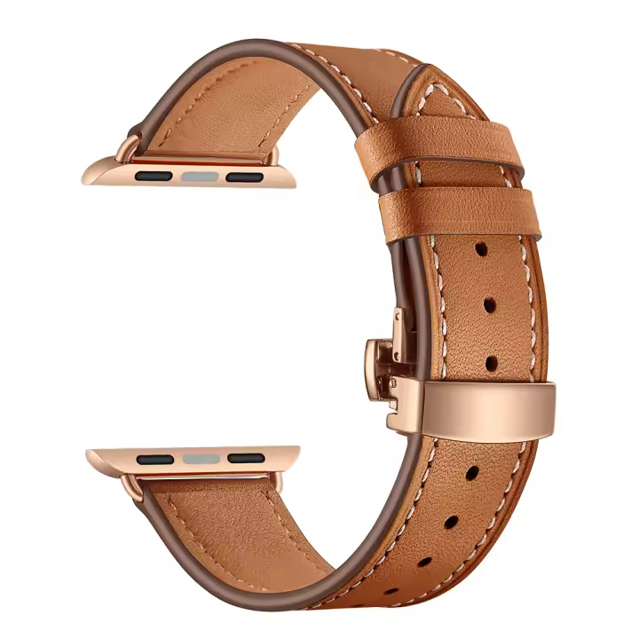Correa fina de cuero compatible con Apple Watch para mujer de38/40/41/42mm. Correa fina de cuero genuino de grano superior para iWatch Series 10 SE 9 8 7 6 5 4 3 2 1. - 1