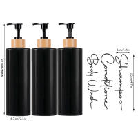 Juego De 3 Dispensadores De Shampoo Y Condicionador Recargables Para Ducha Y Baño Botellas De Jabón Con Etiquetas Blancas/Negras 500ml - details 5