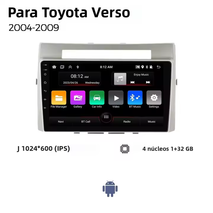 Radio De Coche Android 2 Din 4Core Para Toyota Corolla Verso AR10 2004-2009 Reproductor Multimedia GPS Stereo Carplay Auto Head Unit - 1