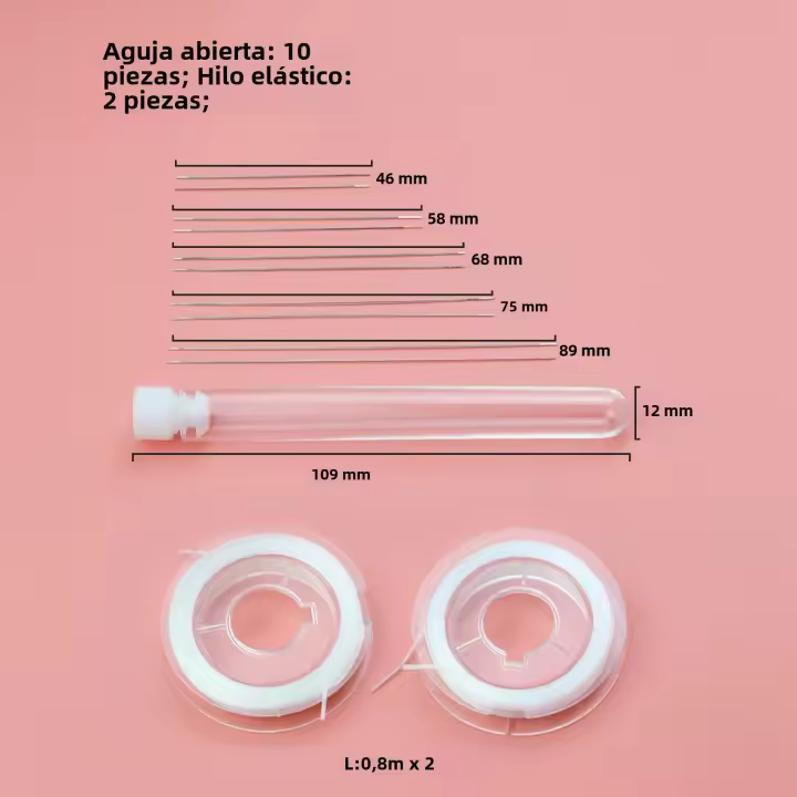 Kit DIY 10pcs Agujas De Punto De Ojo Grande Curvadas Para Perlas Y Cuerdas Elásticas Herramientas Para Fabricación De Joyas - 1