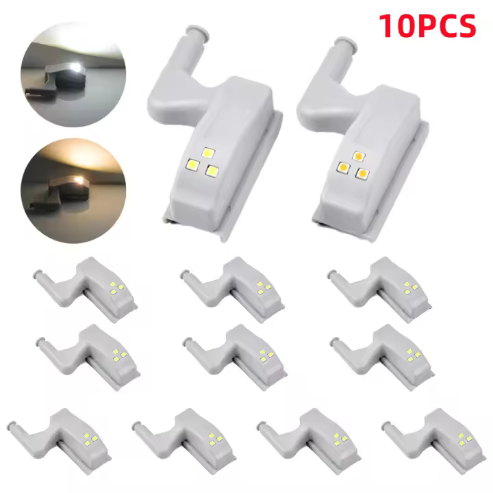 10Pcs Lámpara Sensor LED Para Armario Universal Con Bisagra Interna Encendido/Apagado Automático 0.3W 3 LEDs Luz Nocturna Para Puerta De Armario - 1