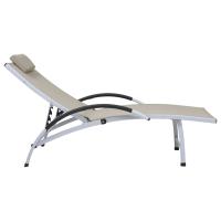 vidaXL Tumbona de aluminio textilene Negro, Crema, Taupé Sillas de Exterior Ideal para jardín, playa, piscina, terraza Tumbona Piscina Tumbonas Playa Tumbonas Jardín Exterior - details 1