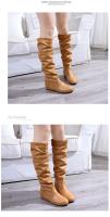 Botas De Mujer De Talla Grande 35-43 Botines Planos De Primavera Otoño Estilo Occidental Botas Largas Con Tacón Medio Material PU - details 1