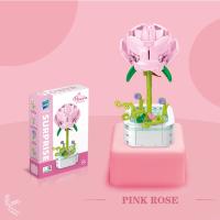 Juego De Bloques De Construcción De Bouquet De Flores Simulación ( Girasol Rosa Tulipán) Juguete Para Mujeres Decoración De Escritorio Romántica Regalos Para Niñas - details 12