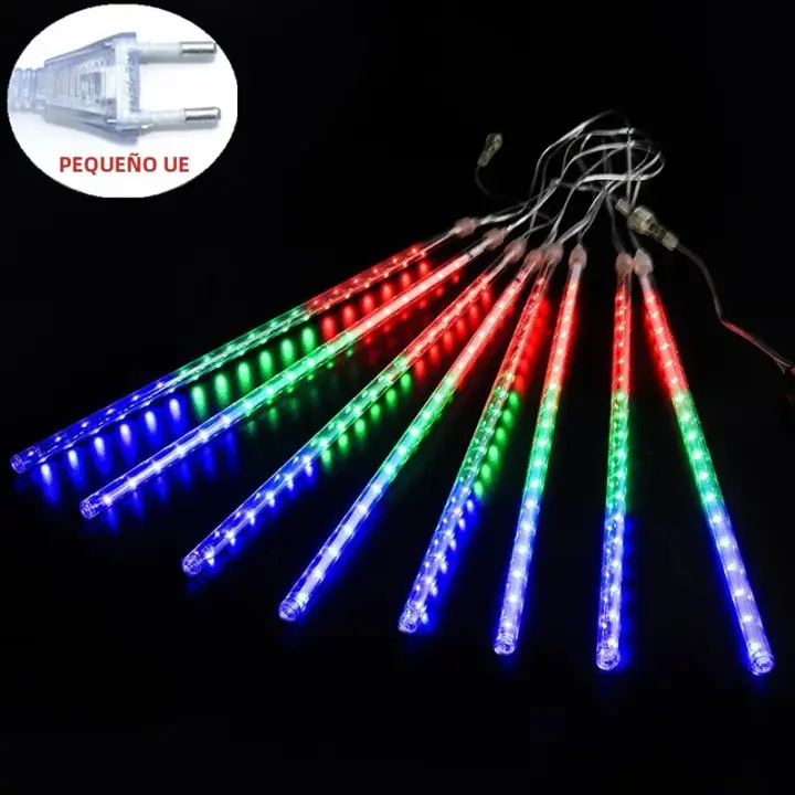 Luz De Show De Meteoritos 30/50cm Para Exterior Con Enchufe EU 8 Tubos De Lluvia Caída Decoración De Árbol De Navidad Patio Porche Calle Para Halloween - 1