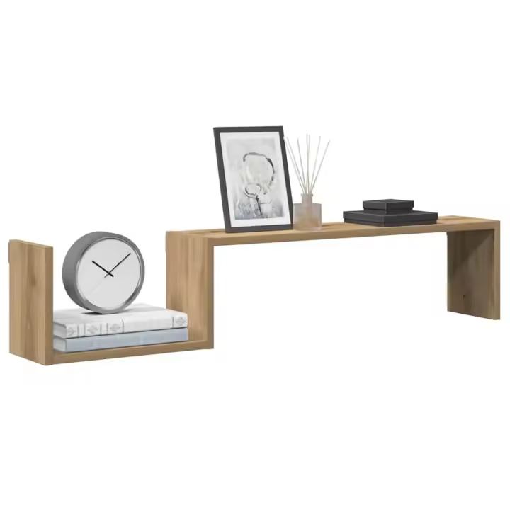 vidaXL Estante de pared 2 uds madera 100x15x20 cm en color Roble artisan/Madera antigua | práctico organizador multiusos diseño compacto funcional - 1