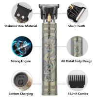 Cortadora De Pelo Eléctrica Vintage T9 Máquina Profesional Para Hombres Recargable Barber Trimmer Para Cabello Barba Y Cuerpo Dragón Buda - details 5