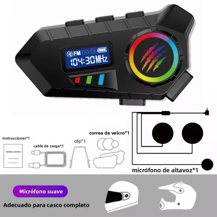 Auriculares De Motocicleta Bluetooth 5.4 Inalámbricos Para Casco Resistente Al Agua Con Control De Voz Reproductor MP3 De Música Hands-Free Para Moto - 1