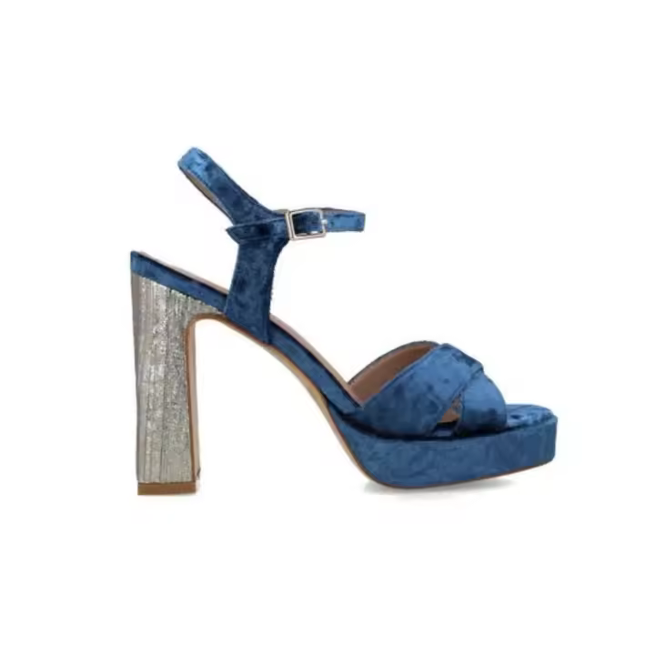 Menbur 23475 Sandalias de tacón Nuummita para mujer en azul de piel vegana - 1