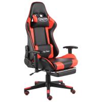 vidaXL Silla gaming giratoria con reposapiés PVC en color Dorado/Rojo | cómodas modernas ergonómicas para comedor cocina salón hogar - details 1