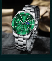 Reloj De Hombre De Lujo Con Tres Ojos Verdaderos Serie Fantasma De Agua Verde Reloj Deportivo Impermeable Con Luz Nocturna Y Cuarzo - details 4