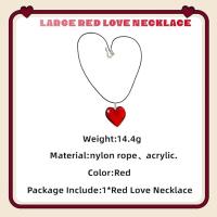Collar grande de amor rojo, collar con colgante de corazón de cristal rojo, cadena de clavícula moderna y versátil, hermoso collar de amor para mujer - details 0