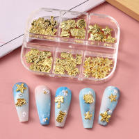 6Grillas De Lujo Para Uñas Con Encantos De Océano Con Delfín Y Estrella De Mar Diseño De Hawaii Figuras De Metal Dorado Accesorios De Arte De Manicura - details 9