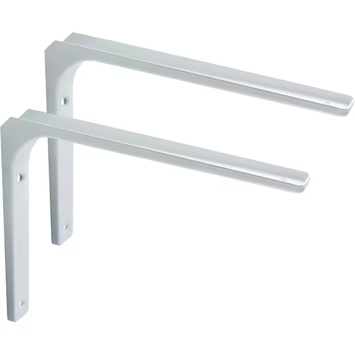 Soporte para estante de pared, 2 piezas Soporte de metal 305 mm x 250 mm Soporte resistente Soporte para estante de pared para decoración de pared de cocina industrial Montaje en pared de radiador (blanco) - 1