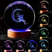Lámpara De Noche De Cristal Con Diseño 3D De Luna Y Fae Tirada Grabada Regalo Creativo Para Cumpleaños Para Novia O Esposa - details 2