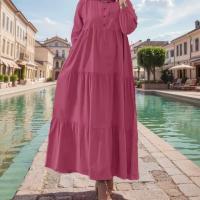Vestido Largo De Mujer Estilo Vintage Con Volantes Y Cuello O Regular Manga Larga Abaya Musulmana Kaftan Fashion Casual - details 1