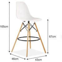 Silla  de Bar alta ,TABURETE  alto asiento nórdico moderno, respaldo de moda, silla de Bar con patas de MADERA de estilo nordic,sillas de comedor mueble estilo nórdico medieval, para escritorio, comedor  ema - details 0