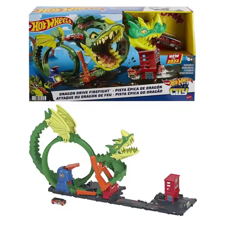 Pista Hot Wheels City Conjunto Dragon Drive Firefight Incluye 1 Coche - Edad 3-8 Años HDP03 CPAHDP03 - 1