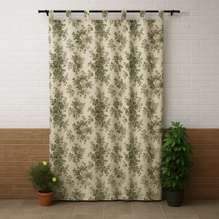 Mercatienda.es Cortinas de Calle confeccionada travillas Rústicas Alpujarras Jacquard - Diseño Flor Clásica , 140x260cm. - 1