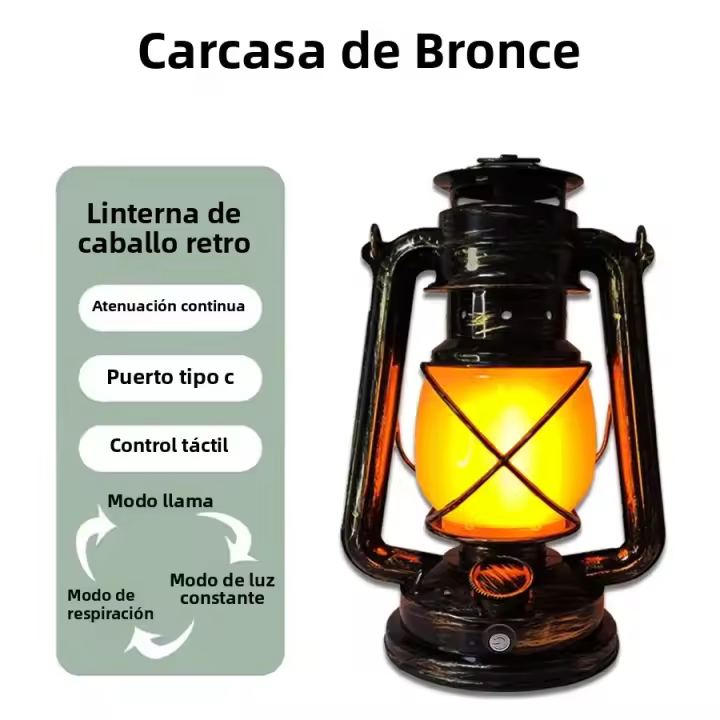 Lámpara De Camping Recargable Retro Portátil Con 3 Modos Dimmer Luz Decorativa Vintage Para Hotel Barra Sala De Estar - 1