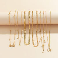 Set De 6 Collares Boho Con Símbolo Infinito Hoja Mariposa Para Mujer Imitación De Perla Vintage Cadena Delgada Joyería De Fiesta - details 7