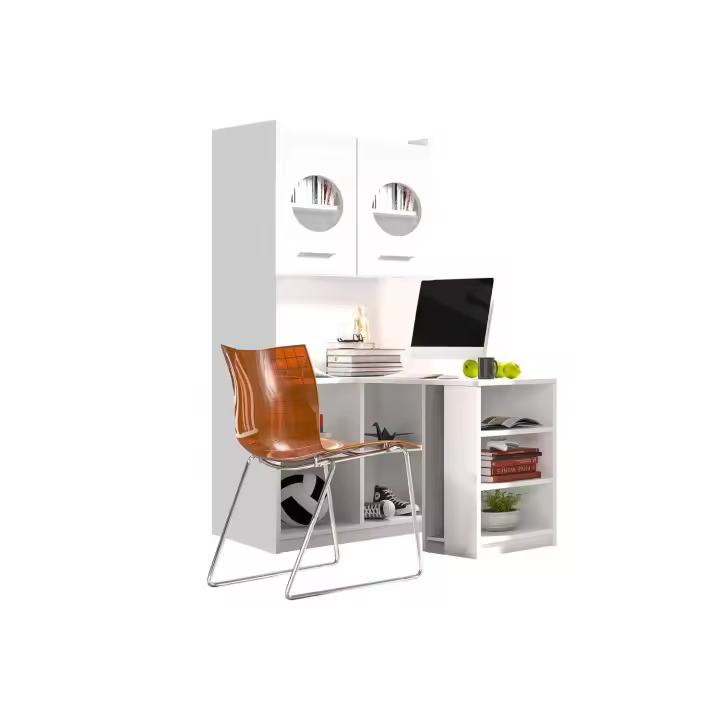 Mesa de oficina Nashville A104, Muebles ES, Con puertas, Blanco, 150 x 75 x 53cm - 1