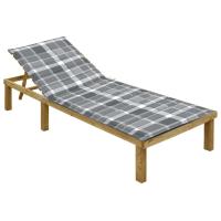 vidaXL Tumbona con cojín madera de pino impregnada en color Negro/Verde brillante/Estampado cuadros rojos y más | acolchados duraderos para sofás de jardín terraza exterior - details 11