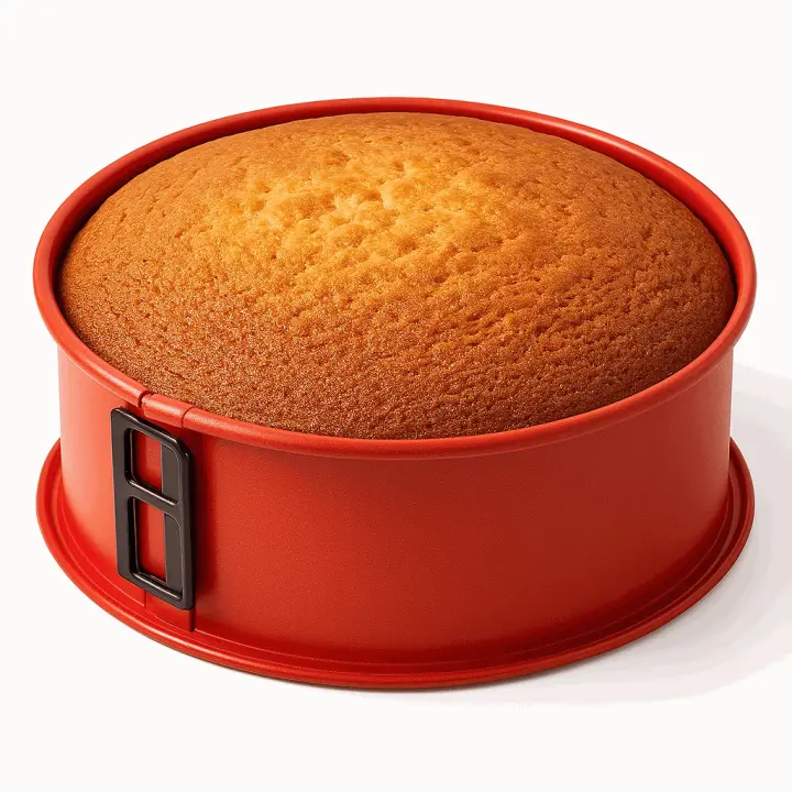 CHEFZOCO Molde repostería redondo, Molde para Bizcochos, Molde para Horno, Molde Tarta, Molde Pasteles, Soporta hasta 230ºC, Antiadherente, Desmontable, Diámetro interno 24 cm, Silicona, Rojo - 1