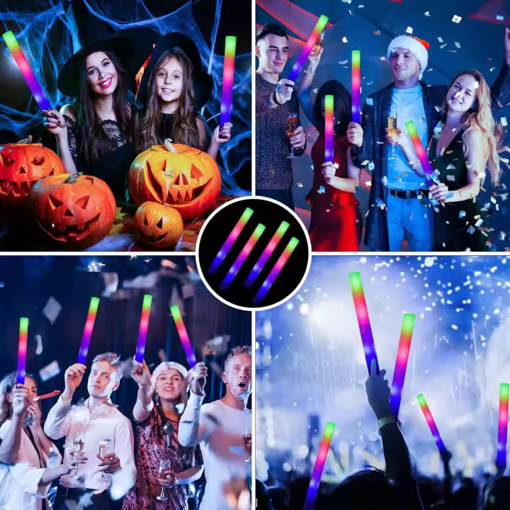 15/20Pcs LED Glow Sticks Coloridos Y RGB Para Fiestas Navidad Cumpleaños Boda Fiesta Con Luz En La Oscuridad Accesorios De Iluminación - 1