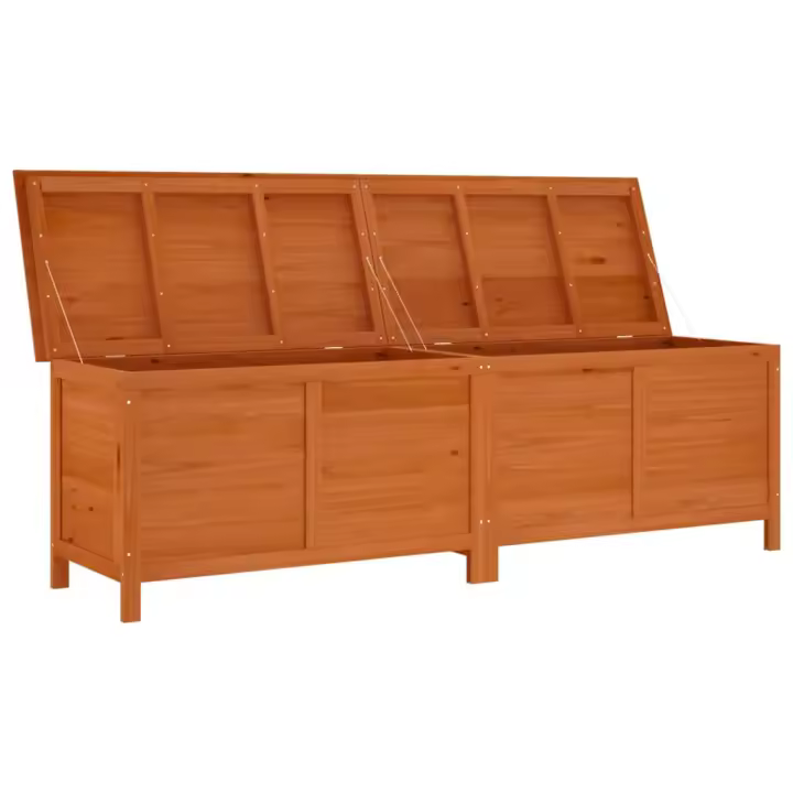 vidaXL Arcón de jardín madera maciza abeto marrón 198,5x50x56,5 cm - 1