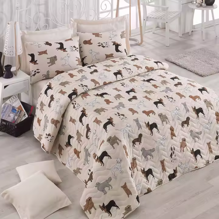 Edredón Acolchado Wellhome 250x200 Crema Beige Marrón Negro Blanco Gris - Algodón/poliéster - Patrón de Costura - Confort Garantizado - 1