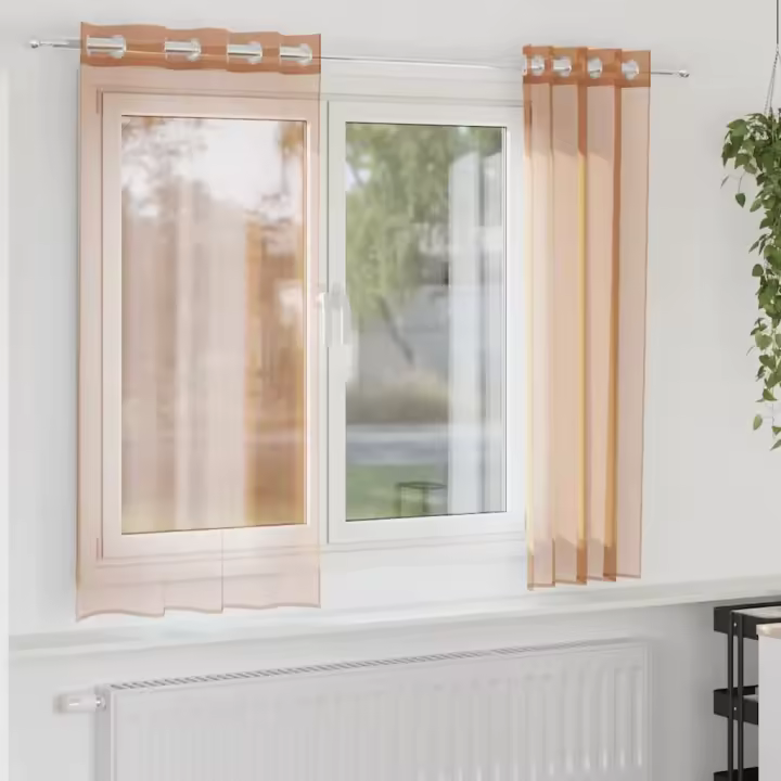 vidaXL Cortinas de gasa con ojales 2 uds 140x175 cm en color Rosa claro/Gris oscuro/orange y más | protección solar decorativa para ventanas hogar oficina dormitorio fácil de instalar - 1