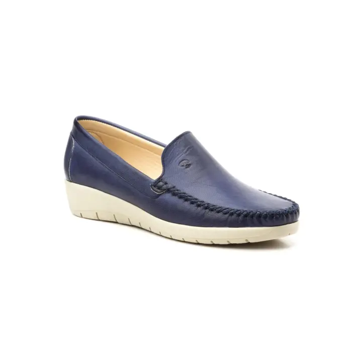 17009 Cuero -Blanco-Marino y Rojo Hecho en España Kiowa Mujer Piel Cuero-Marino-Blanco y Rojo Numeración: 35-41 Marca: Par y Medio mocasin con pieles muy suaves y flexible ideales para primavera verano para vestir o ir informal super comodos - 1