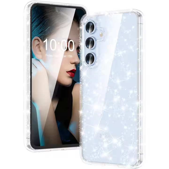 Funda De Teléfono Glitter Transparente Para Samsung Galaxy S24 FE S23 Ultra S22 plus S21 A16 A06 5G A55 A35 A25 A15 A54 Accesorios Ligeros De Cubierta Completa - 1