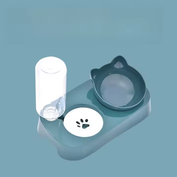 Tazón Automático Para Gatos Con Dispensador De Agua Y Alimento Elevado Doble Tazón Para Perros Y Gatos Accesorio Para Mascotas - 1