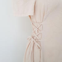 Vestido Largo De Algodón Y Lino Para Mujer Estilo Retro Vintage Con Manga Corta Diseño Sólido A-Line Cuello V Moda De Oficina - details 44