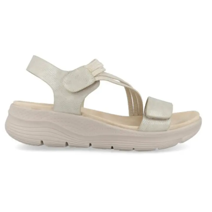 Amarpies sandalia confort con velcros para mujer abz28606 color platino - 1