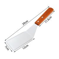 Herramienta De BBQ Espátula De Acero Inoxidable Con Mango De Madera Cabeza Cuadrada Para Cocinar Carne Y Panqueques Resistentes Al Calor Y Fáciles De Limpiar - details 6