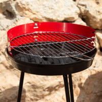 Aktive Barbecue - Barbacoa redonda con patas, 37,5x38,5x70 cm, de carbón, de metal, para jardín, para exterior, cortavientos, con parrilla, color rojo - details 6