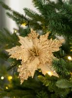 Flores Artificiales De Navidad Con Brillo Decoración Colgante Para Árbol De Navidad Regalo De Año Nuevo Adornos De Casa - details 4