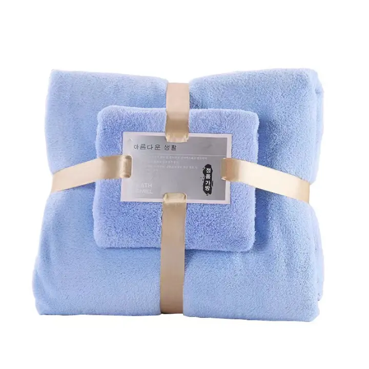 Juego De 2 Toallas De Baño Super Suaves Y Altamente Absorbentes Coral Velvet Para Adultos Uso En Hotel Y Spa Secado Rápido - 1