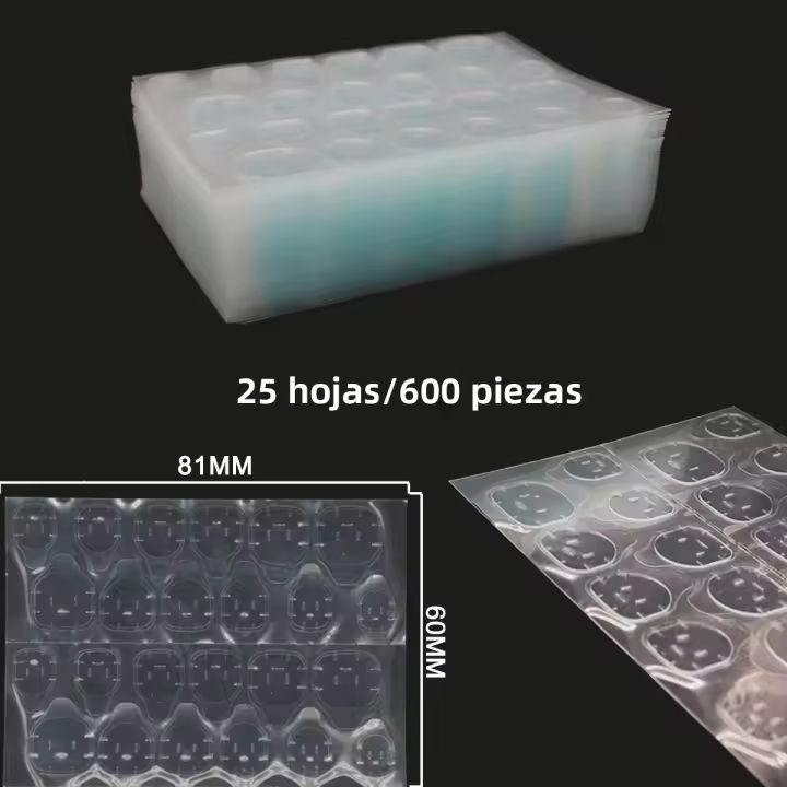 Adhesivos Para Uñas Doble Cara 25 Hojas/600 Piezas Pegatinas De Póster Super Adhesivos Impermeables Transpirables Para Uñas Postizas Jelly Glue - 1