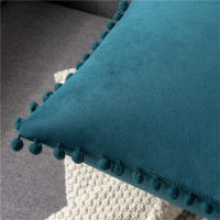 Funda De Cojín Macramé Con Borde De Punto De Lujo En Veludo Para Sofá Cama JAF066 Decorativa Flor De Bola Cubierta De Almohada - details 4