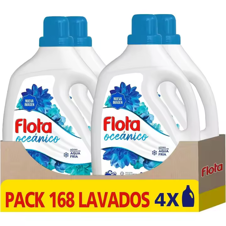 FLOTA Oceánico -Detergente líquido 2.1litros 42 lavados - Caja 4uds - 1