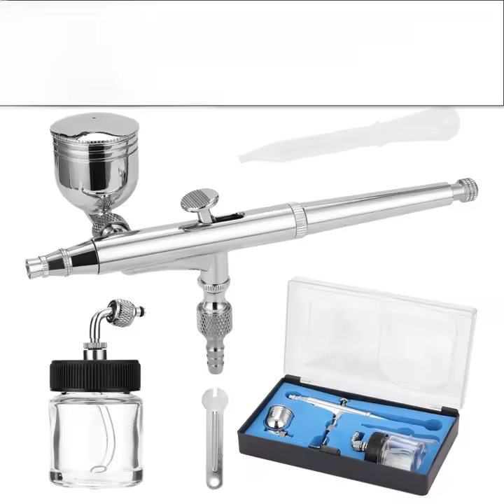 Kit De Aerógrafo Profesional Para Modelado Y Pintura Con Adaptador G1/8 Llave De 2 Copos De Flujo 2 Agujas 2 Boquillas - 1